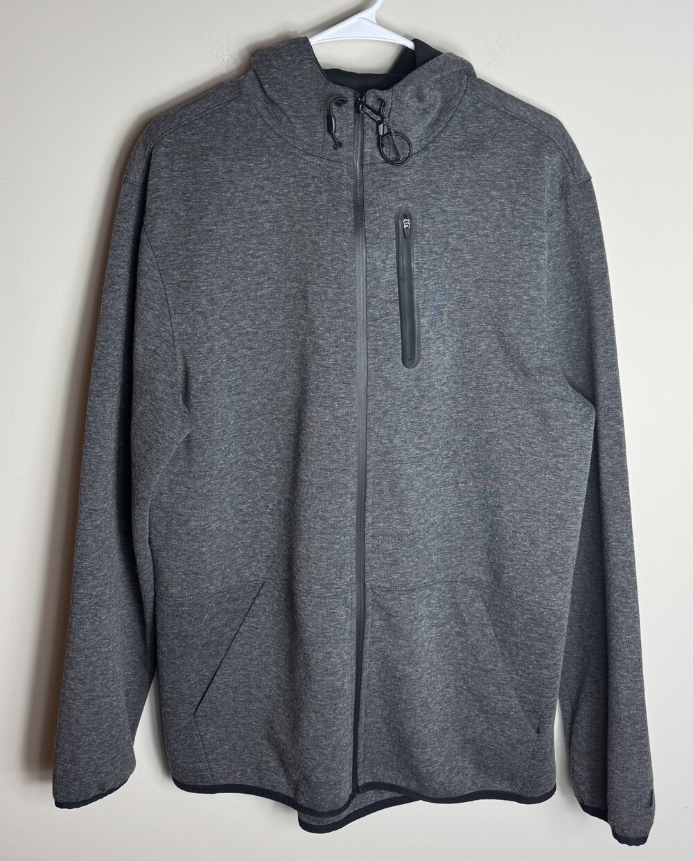 Russell Fusion Knit Gray Men's Medium Full Zip Hooded Jacket